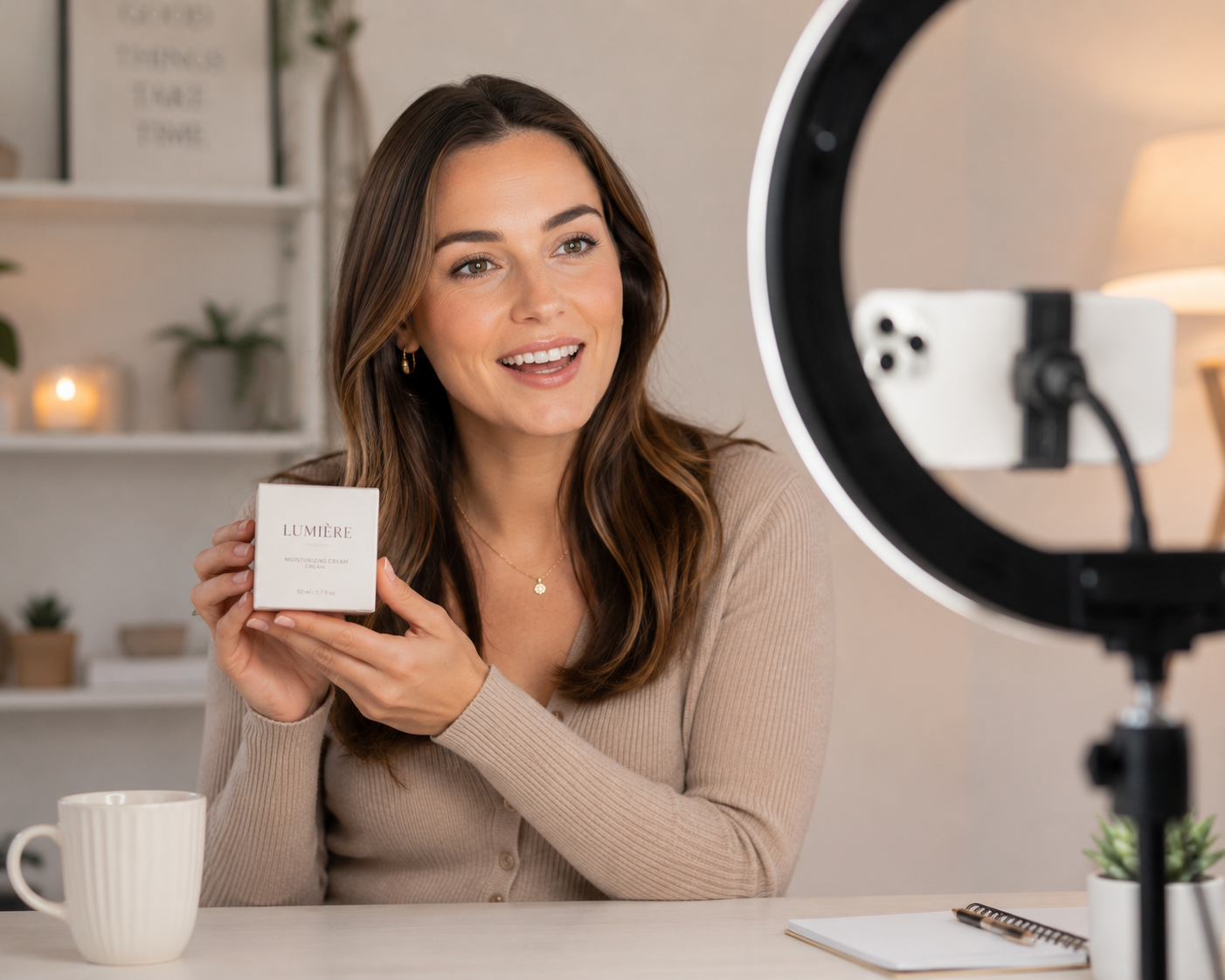 Creator filming a product review